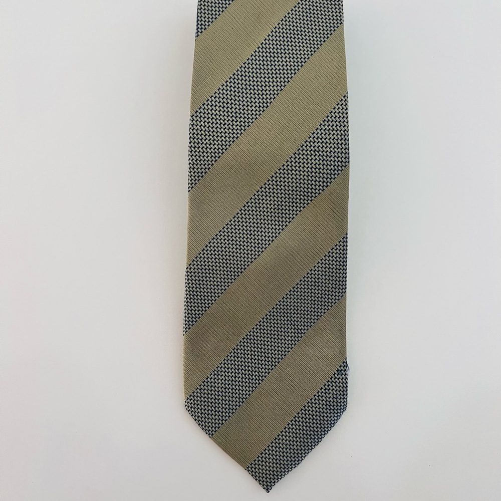 Canali Black and Olive Striped Tie